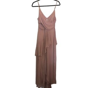 NWT ASOS chiffon asymmetrical ruffle Bridesmaid dress Pink